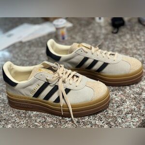Adidas Beige and Black Gazelle
